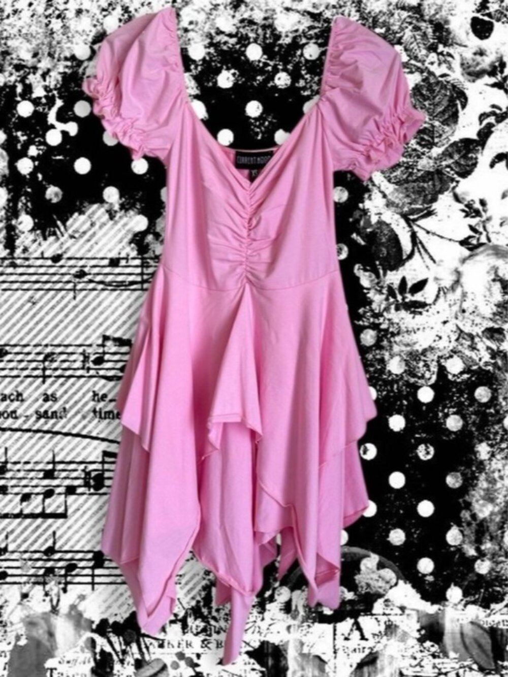 ♡ pink mini dress with an asymmetrical hem ♡